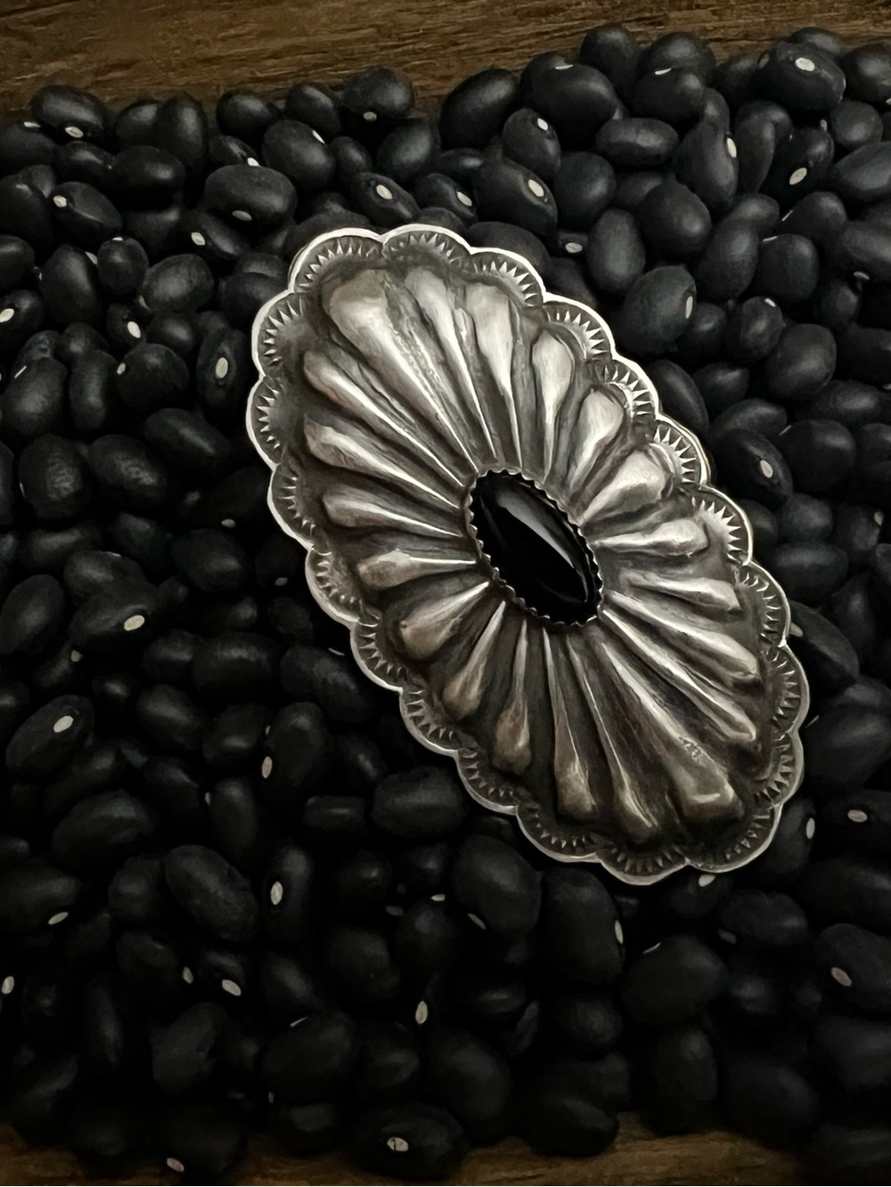 Rita Lee Black Onyx Concho Adjustable Ring